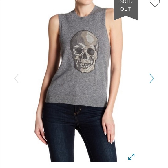 Skull Cashmere Tops - Skull cashmere front skull sleeveles pullover
